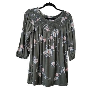 J. Jill Olive Floral Blouse